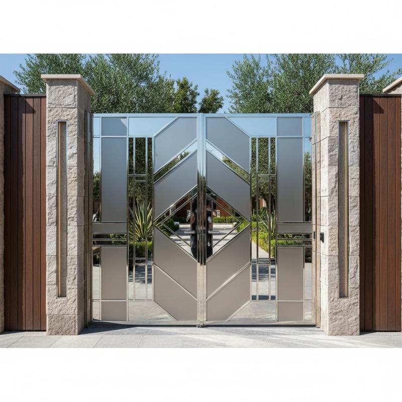 درب پارکینگی استیل آینه‌ای لوکس – مدل Diamond Mirror