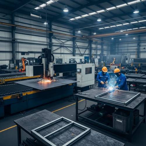 فرآیند تولید و ساخت درب استیل در کارگاه مجهز با دستگاههای CNC و تجهیزات جوشکاری